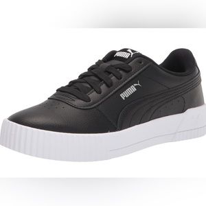 PUMA Women's Carina Sneaker, Black and white. Size 8